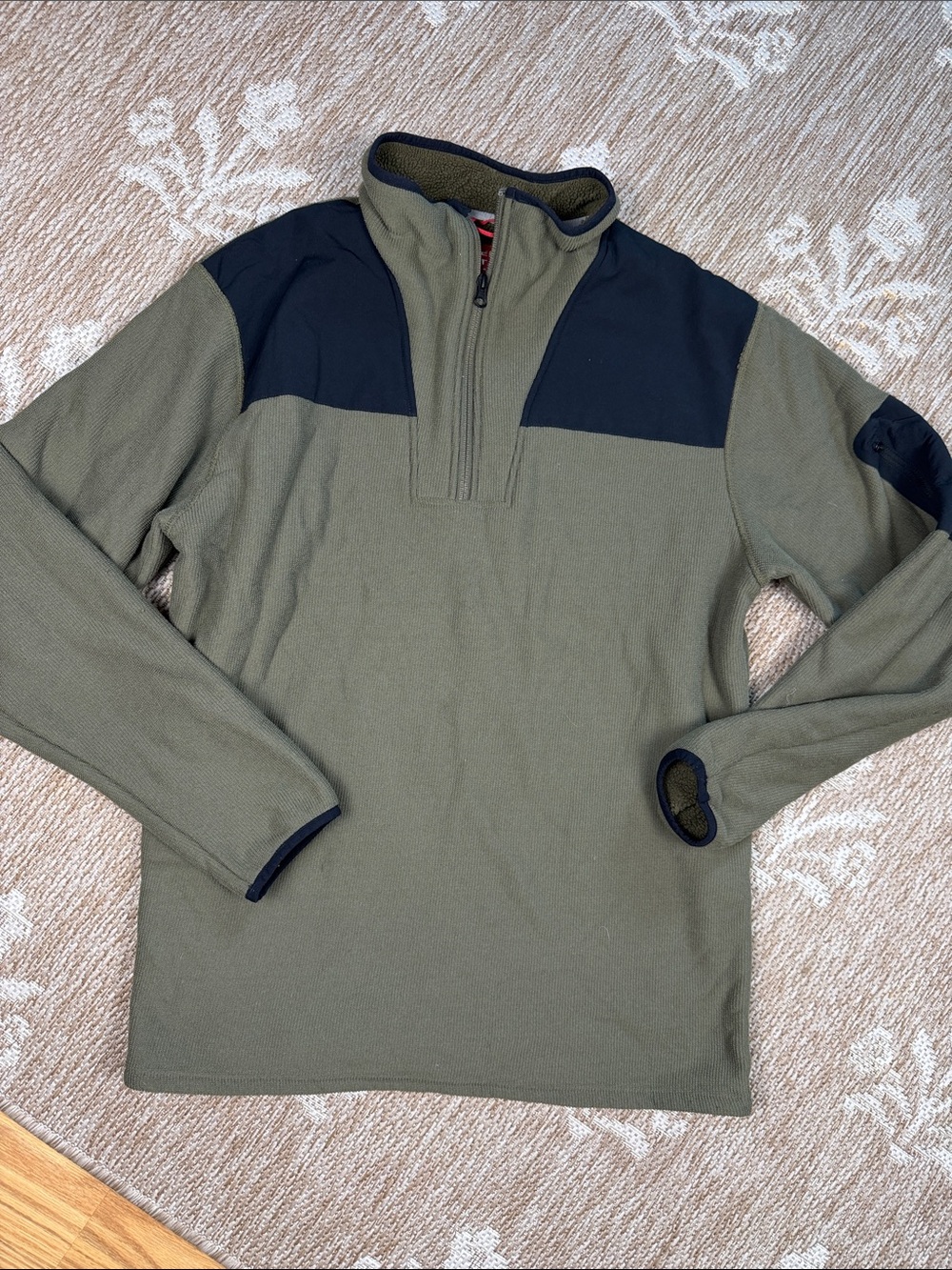 Eastern Mountain Sports Olive Green and Black Quarter-Zip Pullover